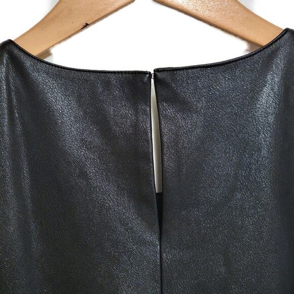 AMANDA UPRICHARD Faux Leather Sleeveless Drop Waist Black Mini Dress Size S - Picture 9 of 13